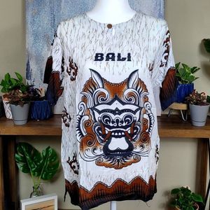 NEW! Bali Beach Summer Tshirt 100% Cotton - Brown Barong